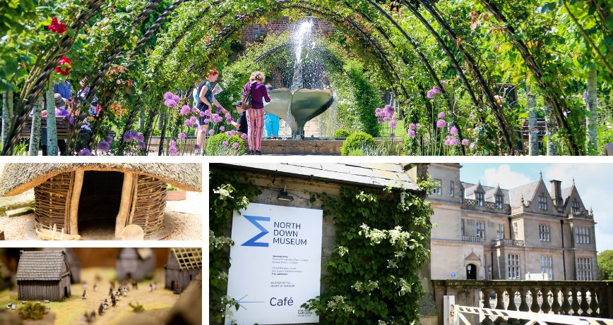 A collage of images of Bangor Castle Walled Garden and North Down Museum